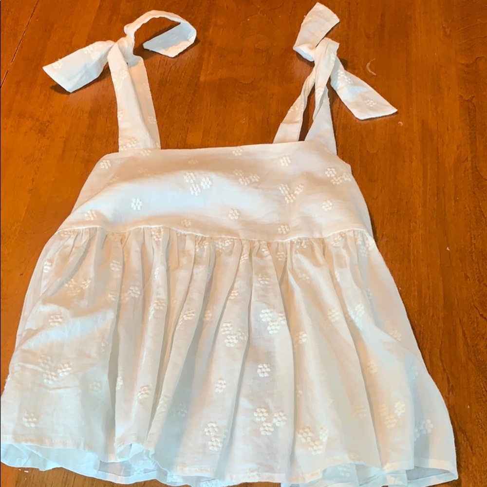 BP tie strap white peplum top